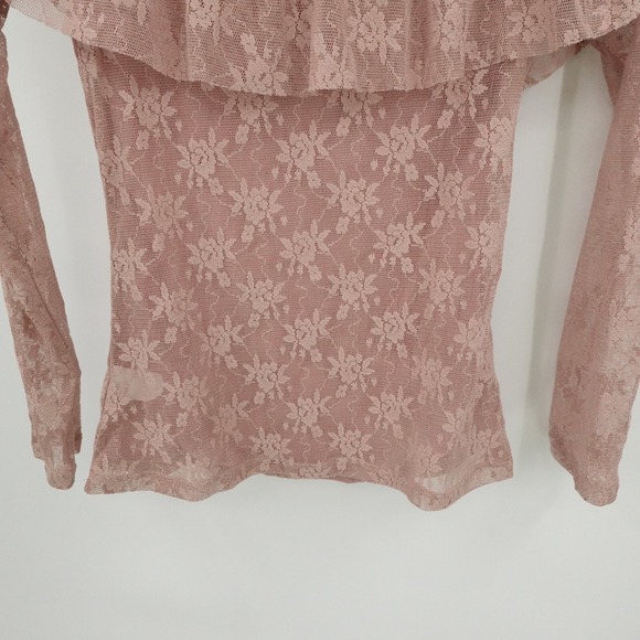 BKE Top Womens XS Pink Boutique Lace Ruffle Romantic Festival Buckle Goth - Picture 10 of 12